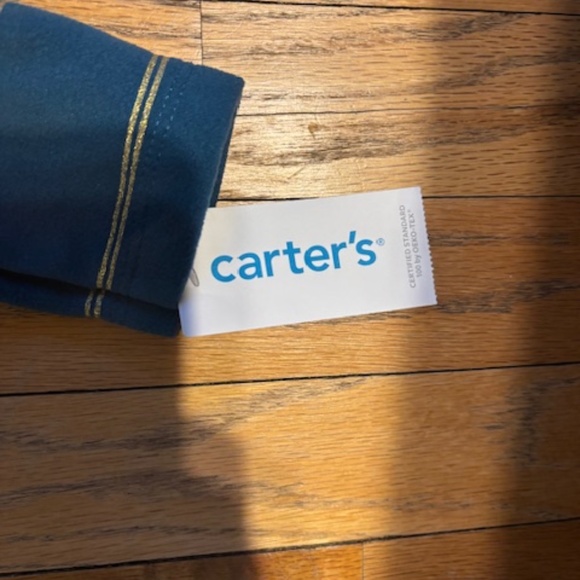 Carter's Navy Blue Gold Striped Fleece Hood Jacket, 6m NWT - Picture 2 of 4